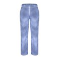 thumbnail image 4 of Womens Summer Pants with Pockets Plaid Comfy Elastic Linen Blend Pants Ankle Length Straight Leg Trousers (XL, Blue), 4 of 6