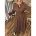 thumbnail image 5 of AURA Plus Size Women’s Dress Polka Dot Chiffon Long Sleeve Office Wear 0XL–4XL, 5 of 7