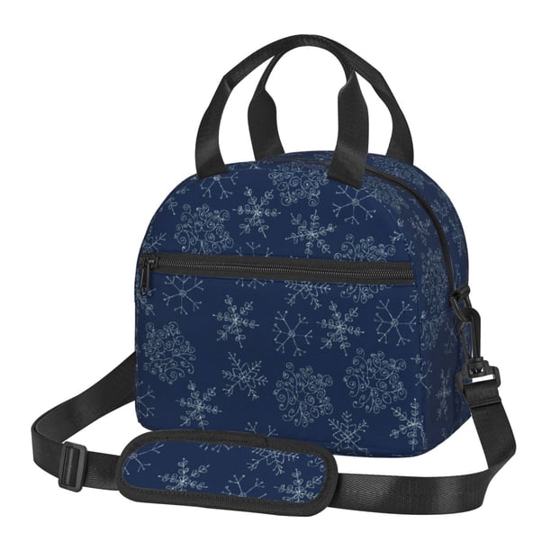 Disketp Snowflake Dark Blue Lonchera Térmica para Mujer y Hombre, Bolsa de Almuerzo Reutilizable e Impermeable para Trabajo, Viajes y Picnic