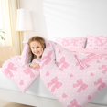 thumbnail image 4 of Manfei Ribbon Bow 7-Piece Bedding Comforter Set For Kids,Pink Polka Dots Print Letter M Initial Monogrammed King Bedding Sets,Pink Reversible, 4 of 7