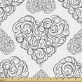 thumbnail image 1 of Romantic Fabric by the Yard, Valentines Day Heart Shaped Swirly Branches Dotted Curly Bridal Love Art, Decorative Upholstery Fabric for Sofas and Home Accents, Charcoal Grey White by Ambesonne, 1 of 5