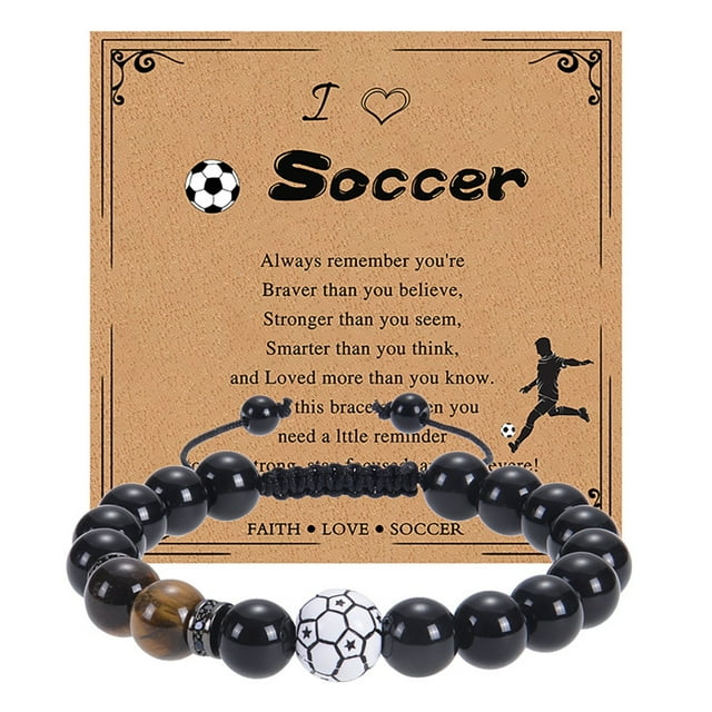 Basketball Baseball Bracelet Natural Beaded Rugby Bracelet Sports Bracelet With Card