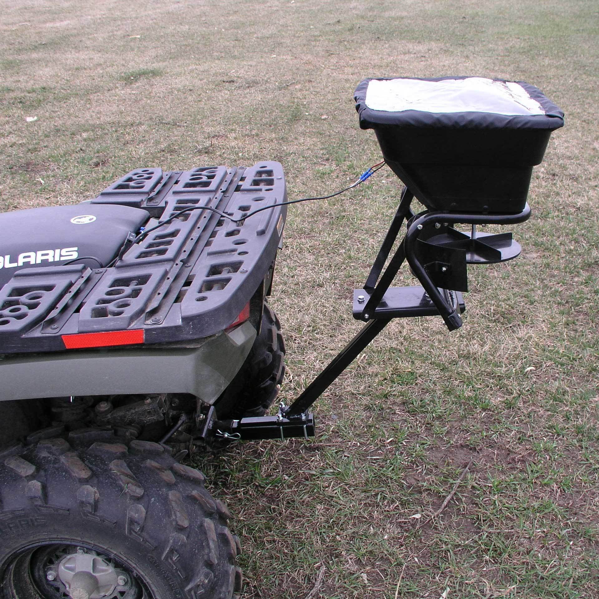 ATV Attach Grass Fertilizer Broadcast Spreader 12V Garden Yard Lawn Seed Hopper 