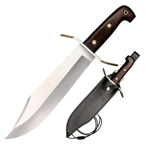 Wild West Bowie 10.75" 1090 High-Carbon Steel Clip Point Blade 5.25" Handle Fixed Blade Knife w/Leather Sheath