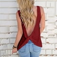 thumbnail image 2 of Endives Women's Tanks Tops Cold Shoulder Knot Backless Tank Top Casual Loose Backless T-Shirt, 2 of 7