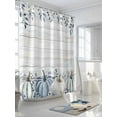 thumbnail image 3 of Blue White Fall Thanksgiving Pumpkin Shower Curtain, Eucalyptus Leaf Farmhouse Bathroom Decor Curtains Set with Hooks, Waterproof Fabric Home Accessories， 72 X 84 Inch Extra Long, 3 of 6