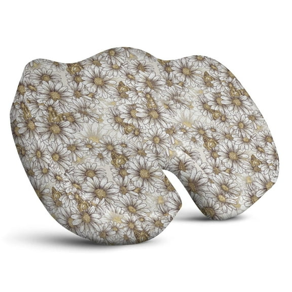 Premium Sunflower Pattern Memory Foam Seat Cushion Ergonomic Chair Pad for Office Chair, Car, Airplane & Bleachers Sciatica, Tailbone Hip & Back Pain Relief - Chair Cushion for Long Office Workers.