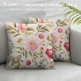 thumbnail image 3 of Heduofu Peony Flower Throw Pillow Case Cushion Cover Vintage Hand Drawn Floral Colorful Leaves Lumbar Rectangle Oblong Pillowcases Decorative Cotton Linen for Sofa Bed Couch White, 3 of 5