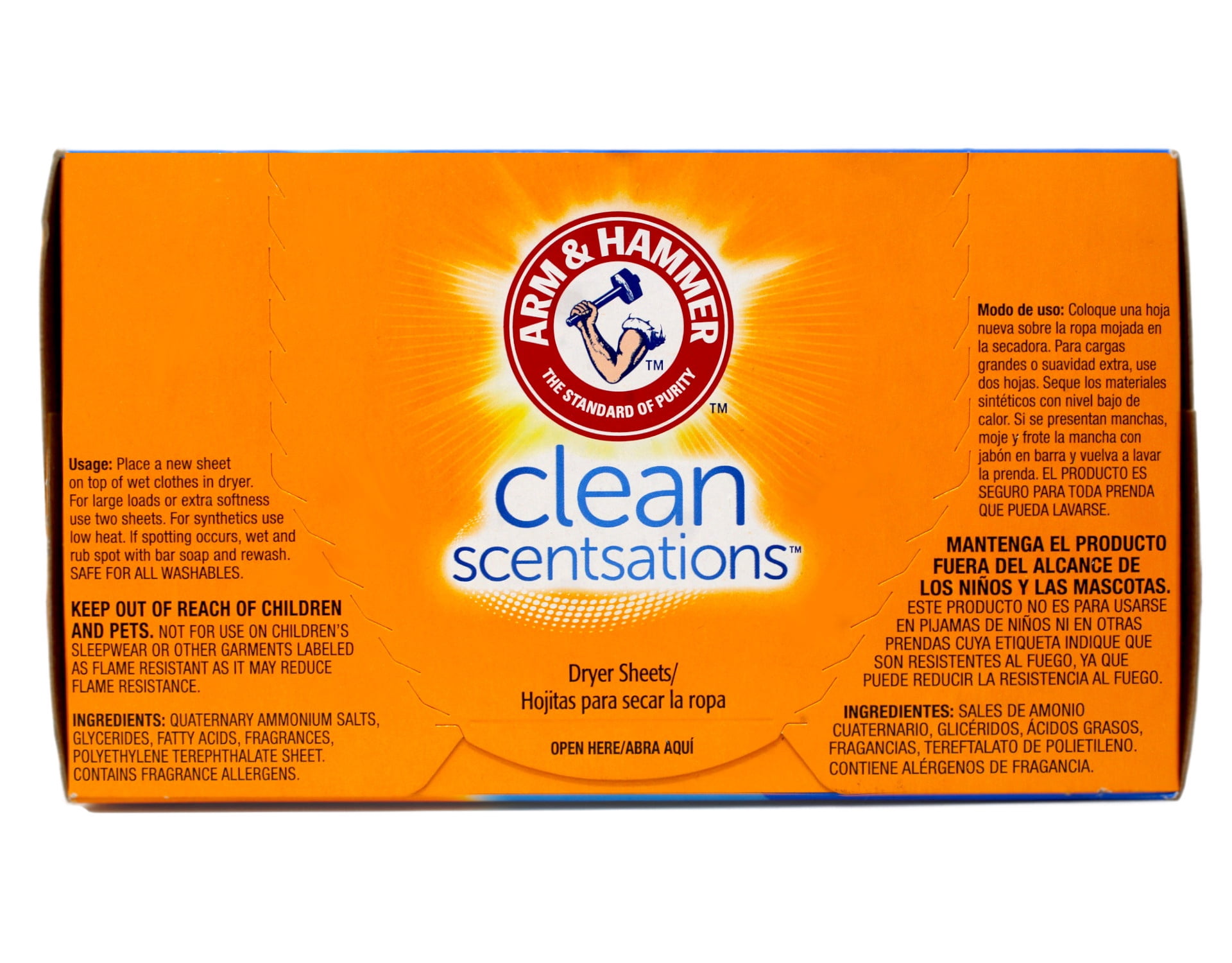 Arm & Hammer Clean Scentsations Fabric Softener Dryer Sheets, Purifying Waters Scent, 200 Count - 6 Pack