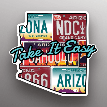 

Take It Easy Arizona State Shape Great Gift Idea Single 5 Inch Magnet Made in The USA Car Auto Tool Box Refrigerator Magnet S11829