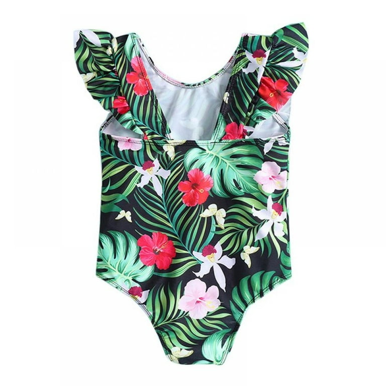 SYNPOS Toddler Girl Ruffle One Piece Swimsuits Infant Baby Bikini