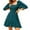 Green1, variant on Sundress Women's Long Sleeve Square Neck Frilled Backless Slim Mid Length Chiffon Dress