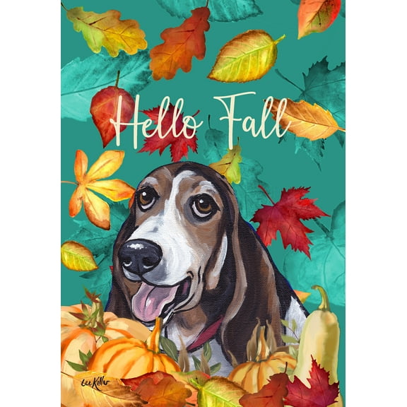Basset Hound - Hippie Hound Studios Fall Garden Flag
