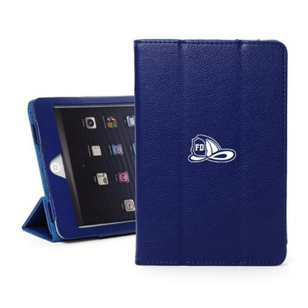 For Apple iPad Mini 4 Blue Leather Magnetic Smart Case Cover Stand Firefighter