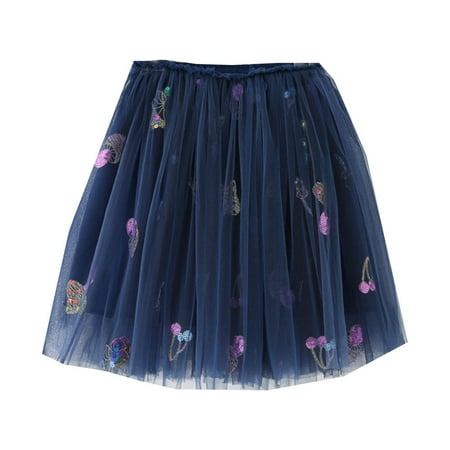 

CLZOUD Casual Dress for Girls Blue Cotton Blend Toddler Girls Dress Summer Fashion Dress Princess Dress Casual Dress Tutu Mesh Skirt Outwear Solid Colour 110