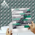 thumbnail image 2 of 16Pcs/Set Tile Stickers Waterproof Kitchen Backsplash 8"x8" Marbling Mosaic Green Gray Wall Decals DIY Decor, 2 of 7