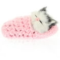 thumbnail image 1 of PTOOTP Muñeco de peluche de gato durmiendo en pantuflas, mini gatito con maullidos, juguete de mano decorativo, regalo para niños y niñas (rosa), 1 of 7