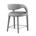 thumbnail image 4 of Counter Stool Chair, Grey Gray, Velvet, Bar Pub Cafe Bistro Dining Kitchen Hospitality Restaurant, Modern Contemporary Boutique HB35925, 4 of 10