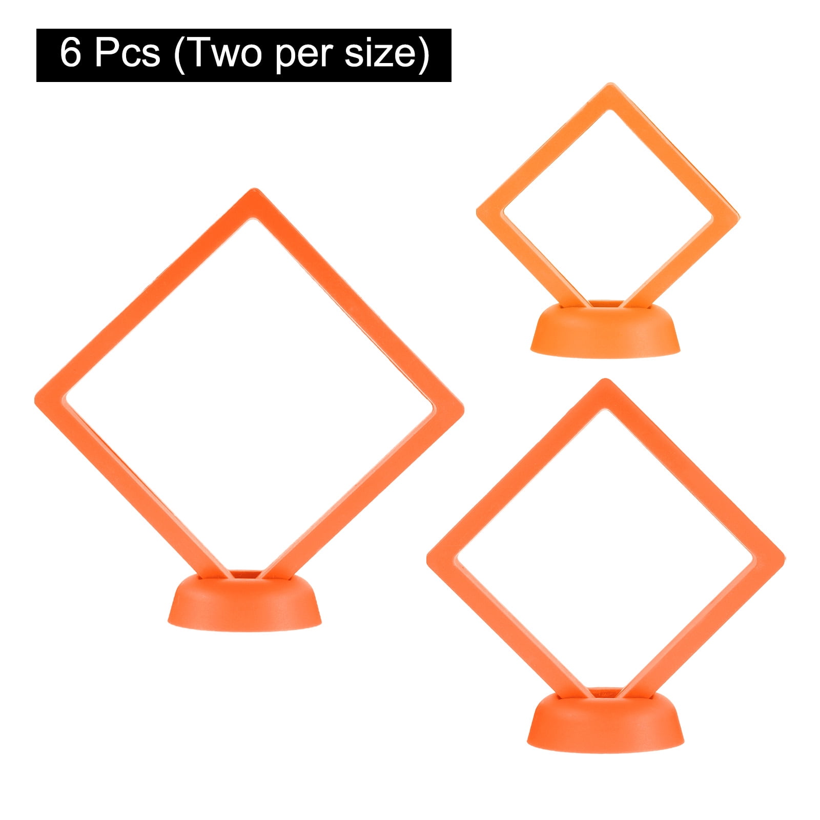 Unique Bargains 6Pcs 3D Floating Frame Display Holder Stands Orange