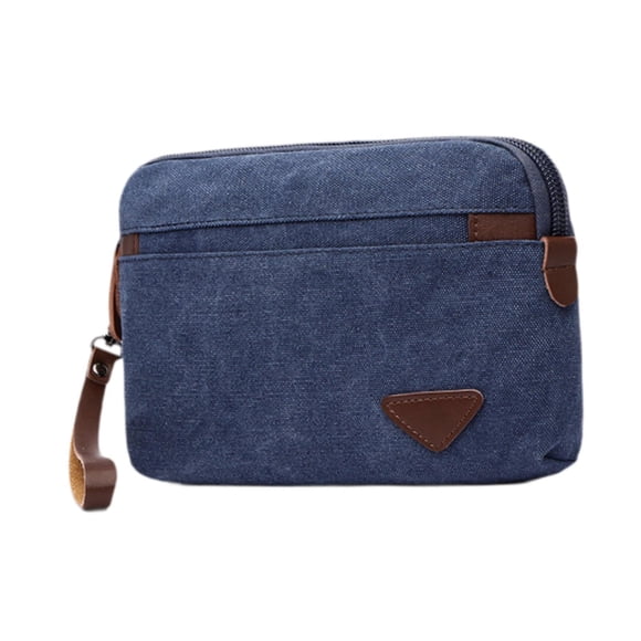 Cartera de mano ligera para hombre con cierre de cremallera, tarjetero, moderna cartera Azul