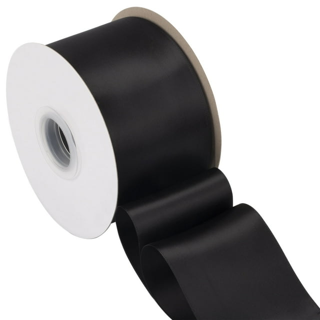 Joycrosso Black Ribbon 3 Inch Wide Thick Fabric Ribbon, 50 Yards Double Faced Satin for Chair Sash Bows Making Bouquet Sewing Christmas Decoration