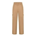 thumbnail image 2 of YOTMKGDO Straight-Leg Baggy Casual Solid Pants for Men, Khaki L, 2 of 8