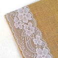 thumbnail image 2 of Burlap Table Runner by AAYU | 14 Inch x 72 inch Perfect Roll White Floral Lace Attached for Rustic Weddings and Events (White Lace on Both Sides), 2 of 2