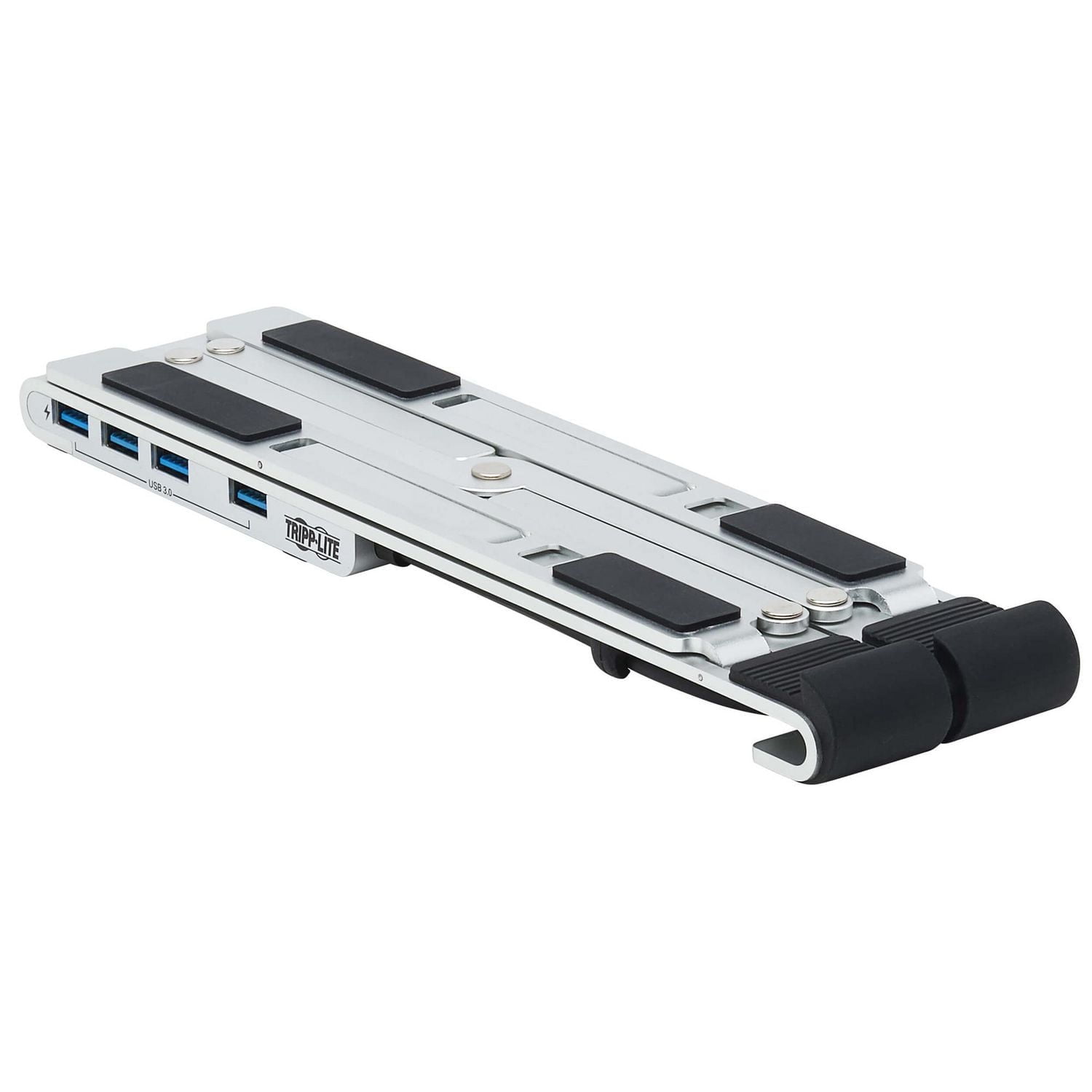 Tripp Lite Laptop Stand with 4-Port USB 3.2 Hub, 4x USB-a, Thunderbolt 3, PD Charging, Silver