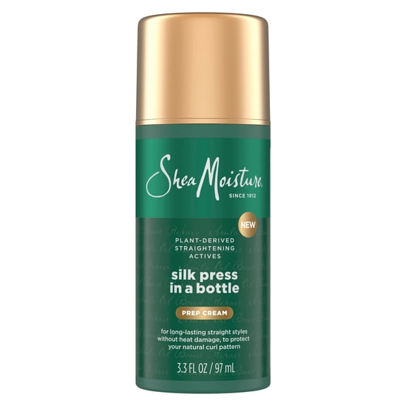 SheaMoisture Silk Press Prep Cream  with Plant-Derived Straightening Actives, Alma Oil & Hydroplex Technolog Provides Heat Protection While Helping to Preserve Natural Curl Pattern,3.3fl oz