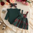 thumbnail image 4 of HCNTES Girls Clothes First Christmas Baby Girl Outfit Plaid Clothes Long Sleeve Romper Overall Pinafore Skirt Dress Cute Fall Winter Outfit Girls Cute Christmas Clothes, 4 of 9