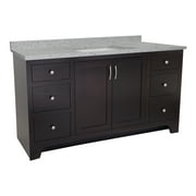 Design House 592279 Ventura 2-Door 4-Drawer Vanity with Cultured Marble 4" Centerset Moonscape Vanity Top, Unassembled, 49x22, Espresso
