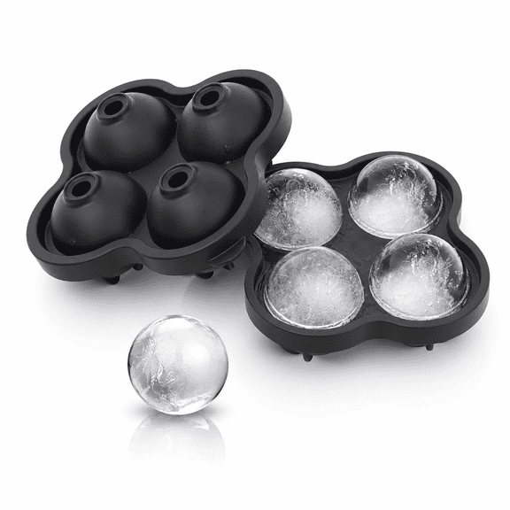 Whiskey Ice Ball Mold Ice Ball Maker Mold Silicone Round Sphere Ice Cube Tray Spherical Ice Ball Molds for Cocktails Bourbon Rum 4 Iceballs