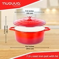 thumbnail image 2 of Olla holandesa de hierro fundido con tapa – Cacerola esmaltada antiadherente apta para horno – Batería de cocina resistente para horno holandés – Roja, 7.3 cuartos, 30 cm – de Nuovva, 2 of 5