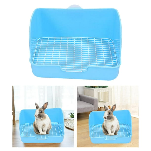 Rabbit Trainer with Grid Potty for Hamster Bunny Cage Accessories Blue
