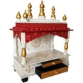 thumbnail image 2 of Mereappne Beautiful Wooden Temple Pooja Mandir for Office & Home for Size L- 15 X W- 8 X H-18 Inches Red & White, 2 of 4