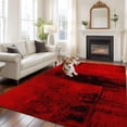 thumbnail image 3 of Red Large Area Rug 8x10 FT, Non Slip Living Room Throw Carpet, Retro Oil Painting Modern Abstract Art Aesthetics Washable Soft Indoor Outdoor Carpet Non-Shedding Rug for Bedroom Dining Room, 3 of 9