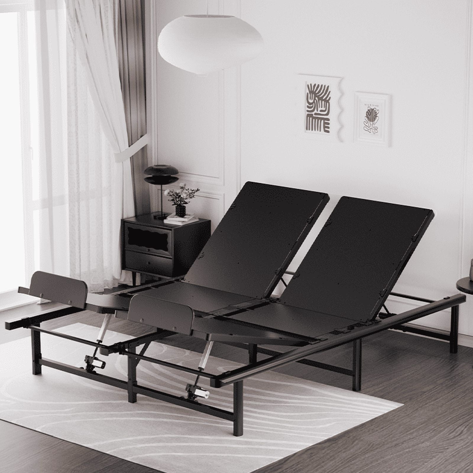Paproos Power Adjustable Bed Base Frame Queen, Metal Electric Bed Frame with Independent Head and Foot Incline, Modern Adjustable Platform Bed Base with Wired Control, Zero Gravity, Easy Assembly