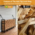 thumbnail image 5 of 8 Ft Metal Firewood Rack, Adjustable Fire Wood Rack with 2 Lock Rings, Indoor Outdoor Log Holder, Heavy Duty Firewood Holder, Holds Up to 660 LB, 5 of 8