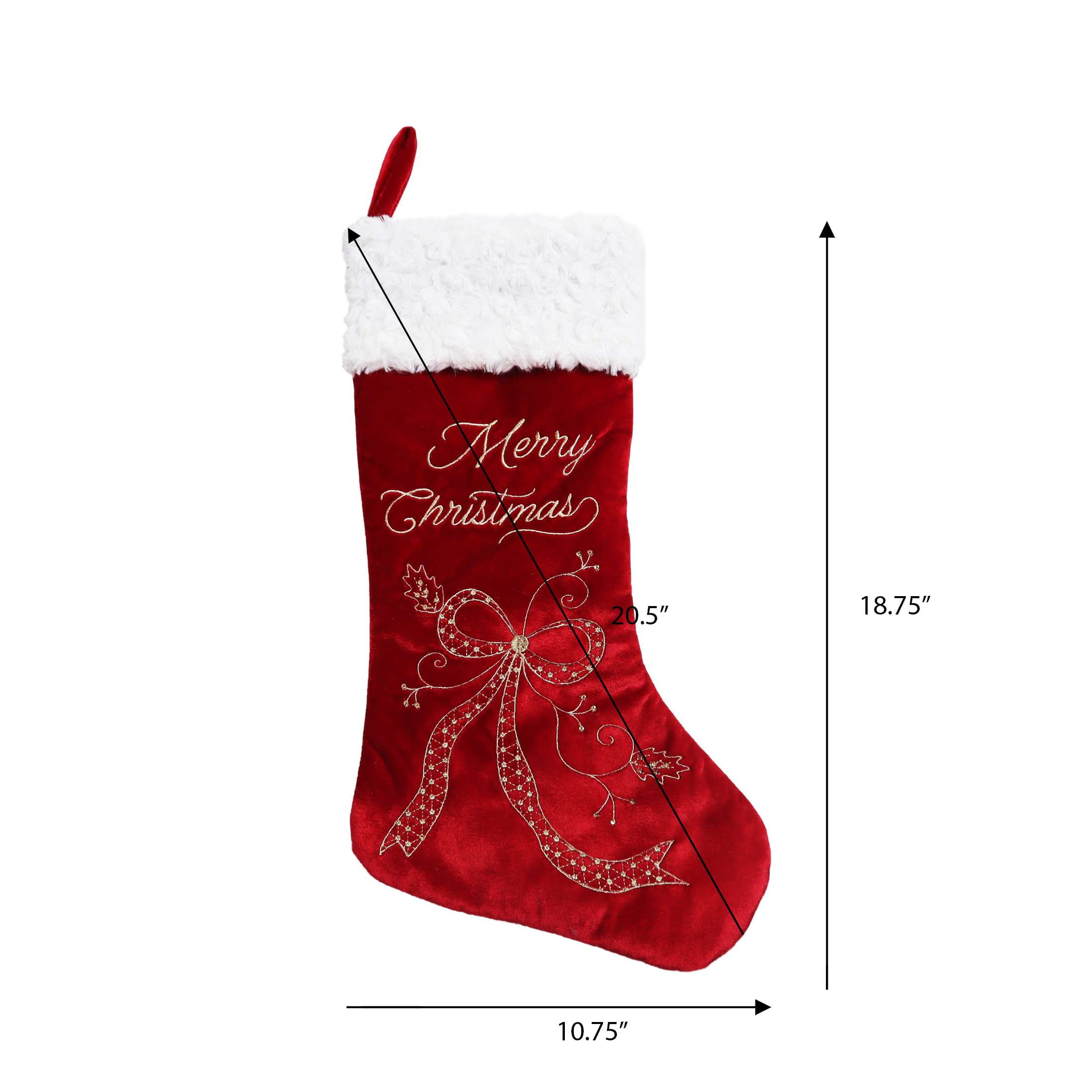 Velvet Christmas Stocking, Burgundy, 18.75", by Holiday Time