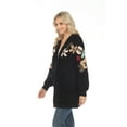 thumbnail image 5 of Simply Couture Women's Solid Blooming Floral Embroidered Blouson Sleeve Open Front Hooded Knitted Cardigan, 5 of 5