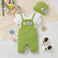 thumbnail image 4 of mgoYE Baby Girl Clothes Baby Girls Summer Outfit Print Ruffle Romper Suspender Pant 3PCS Infant Toddler Summer Clothes(Green,9-12 Months), 4 of 9