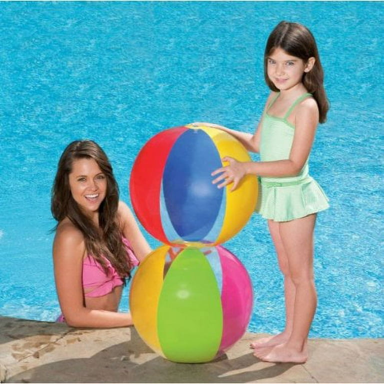 Glossy Panel Inflatable Beach Ball Large Summer Holiday Party Swimming; B1G2