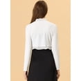 thumbnail image 4 of Cárdigan Con Cuello De Volantes Elegante Para Mujer, Top De Encogimiento De Hombros De Punto Con Frente Abierto Blanco M, 4 of 5