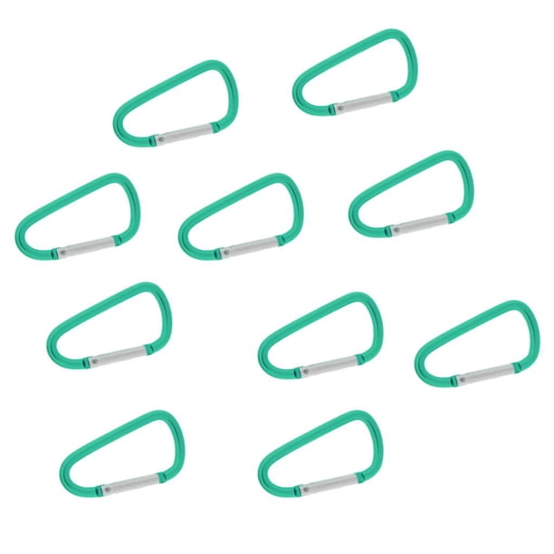 10pcs Mosquetón de Aluminio en D Lvero Clip de Resorte Mosquetones de a Presión Verde Baoblaze Llavero de gancho de mosquetón