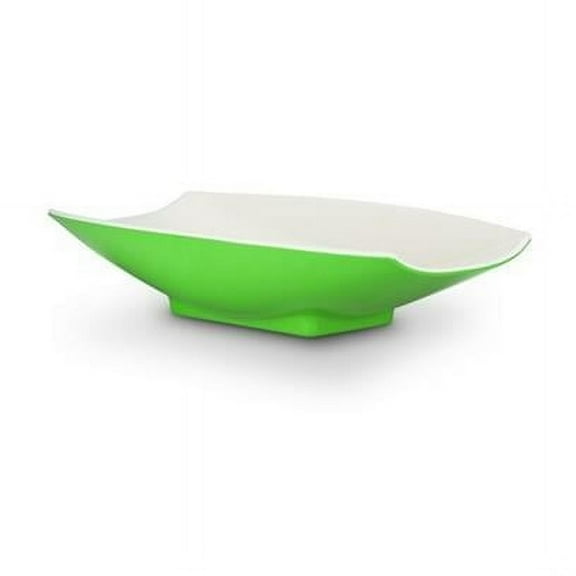 Bon Chef 53703-2ToneLime 12 x 6.75 x 2.75 in. Melamine Curves Bowl with Lime Outside & White Inside, 32 oz - 1 quart