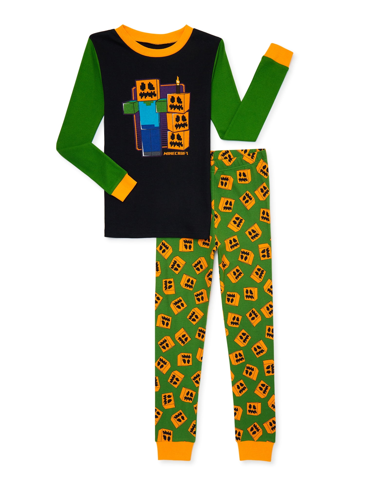 Minecraft Boys Long Sleeve Halloween Pajama Pant Set, 2-Piece, Sizes 4-10