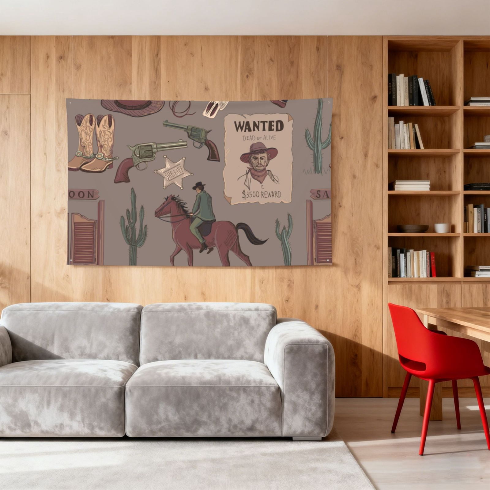 Wild West Wanted Poster Four Hole Decorated Banner Flag for Garden Yard Home Decoration Indoor Outdoor 4x6 Ft
