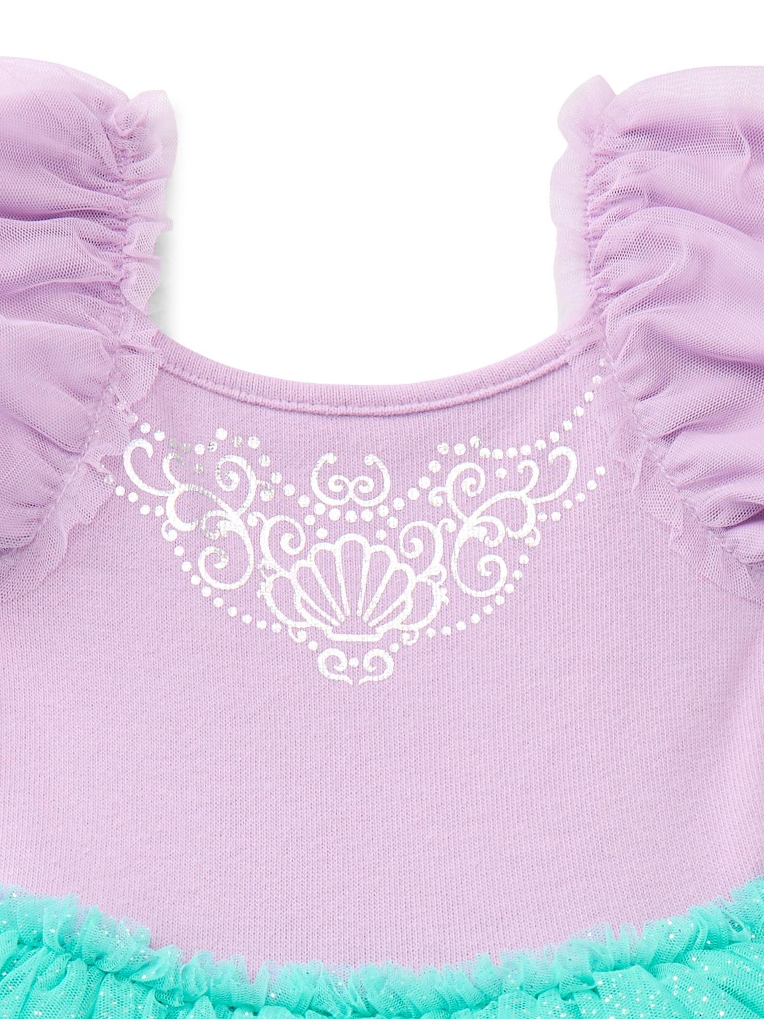 Disney Princess Toddler Girls Ariel Cosplay Tutu Dress with Puff Sleeves, Sizes 12M-5T