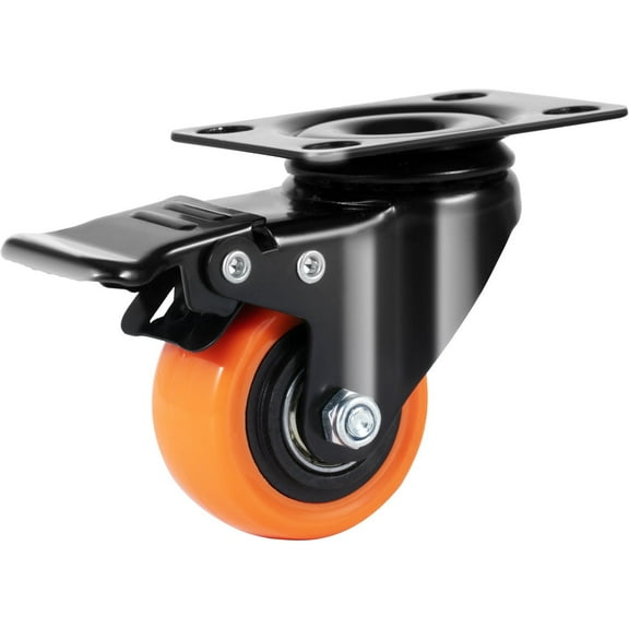 Caster Wheels, Set of 4, 2-inch Swivel Plate Casters with Dual Locking & No-Noise PVC Wheels, Heavy Duty 150 lbs Capacity, Non-Marking for Cart, Furniture, Workbench
