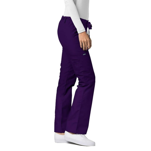 Adar Pantalon D\'uniforme Médical Droit pour Femmes, Cordon de Serrage, Popeline Durable, Noir